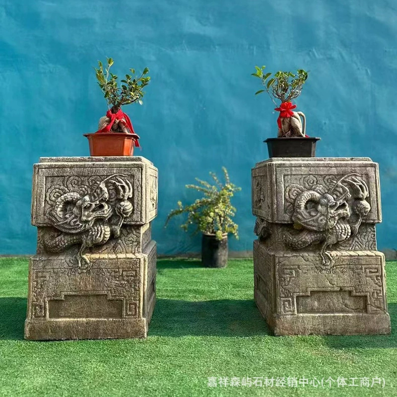 Открытый декоративный китайский дворик с цветочной подставкой антикварный каменный пирс цветочный горшок основание садовый пейзаж от пола до пола каменный пирс каменный скамейка