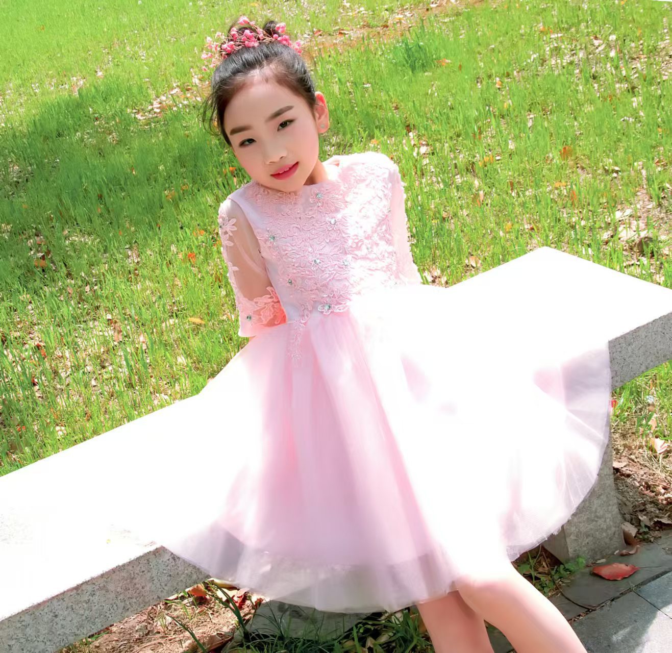 Vestido de niña nuevo vestido de princesa de alta calidad vestido de novia vestido de espectáculo de pequeño anfitrión vestido de piano