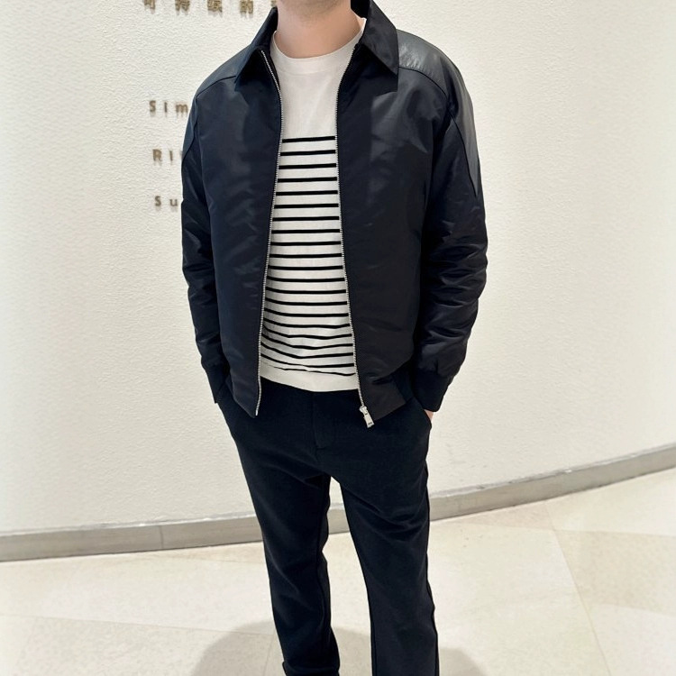 男士肩部羊皮翻领羽绒服2025新款纯原修身纯色秋冬上衣外套