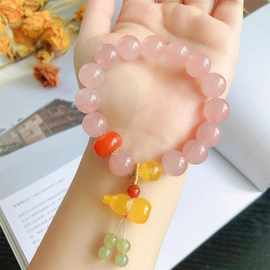 高级感小众首饰配饰DIY手串批发粉色粉水晶葫芦吊坠水晶手链女