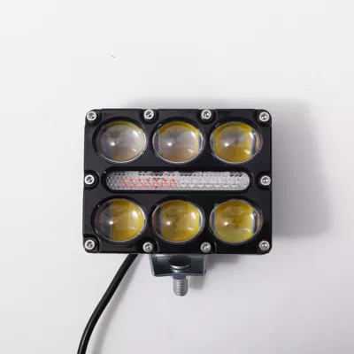 Motorcycle Led Spotlight, Three-Row Spotlight, High-Brightness High and Low Beam Front Car Light, Modified Car Headlight, Electric Vehicle Light (Motorcycle headlights, headlights) - single-pack-includes-screw-mount-three-rows-of-spotlights-with-6-beads-yellow-white-red-and-blue