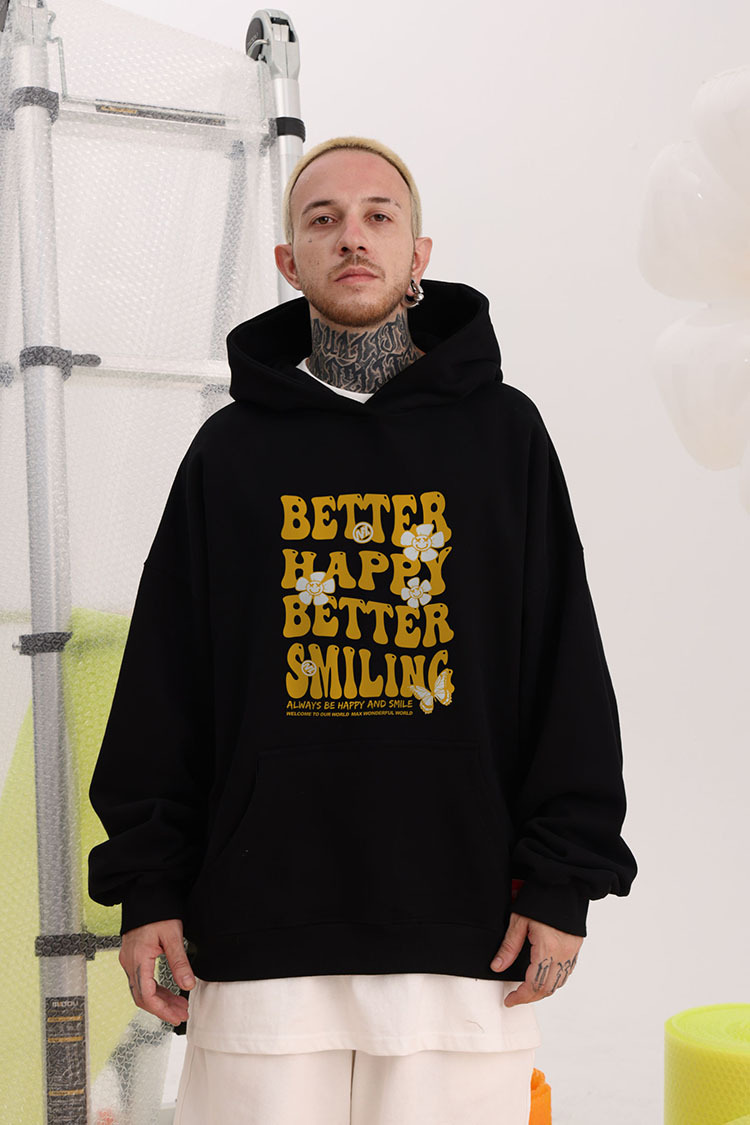 Herren Kapuzenpullover Schwer Mit Daisy Motiv Und Samtfutter_voghion.com