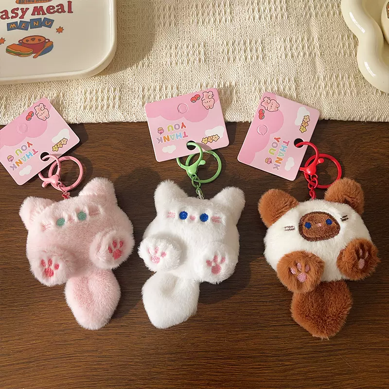 团团猫咪玩具挂件diy手工钥匙扣链女包包挂饰毛绒公仔地摊小礼物
