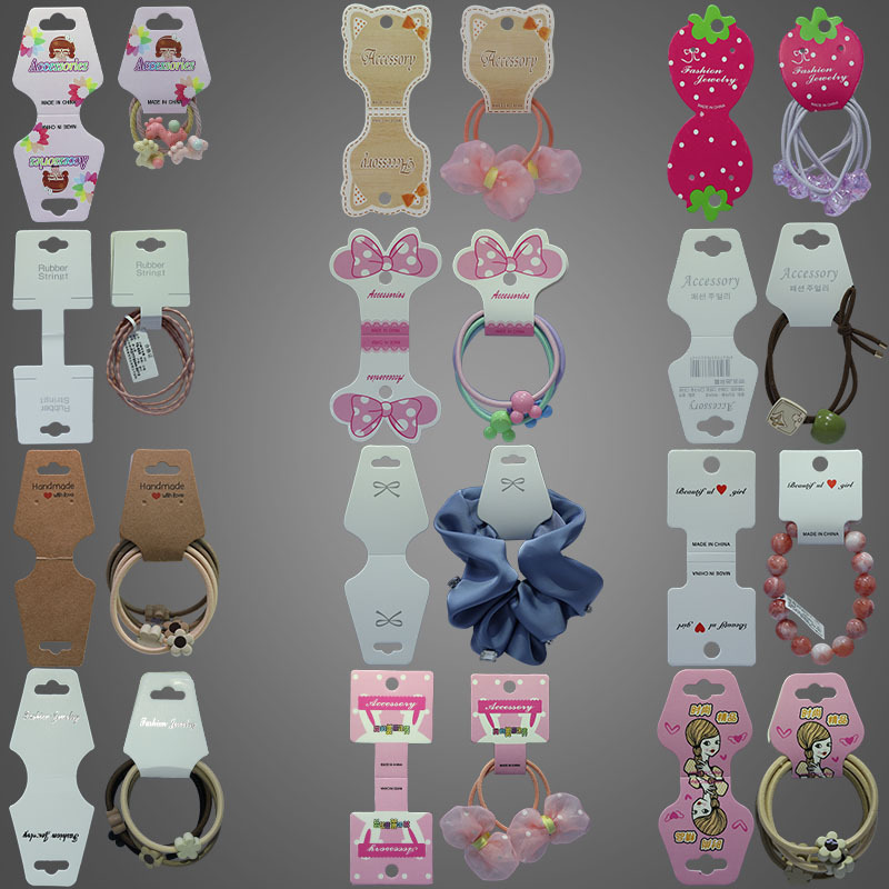 Head rope necklace fold white cardboard hook earrings jewelry card packaging embossed Cardboard DIY hair accessories card head