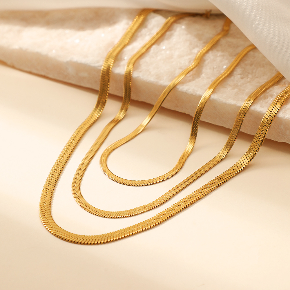 歐美時尚新款簡約鎖骨鏈 簡約流行不鏽鋼項鍊2MM-5MM扁蛇鏈女批發