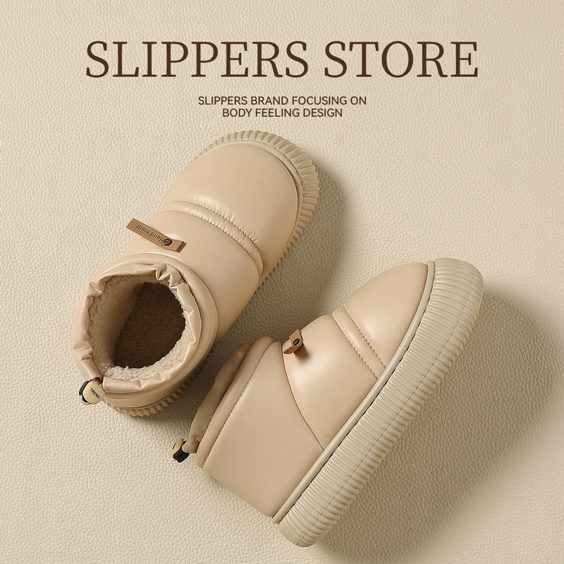 Cotton Slippers Autumn and Winter 2025 New Snow Boots Indoor Furniture Fleece-Lined Warm Thick-Soled Non-Slip Cotton Slippers for Women