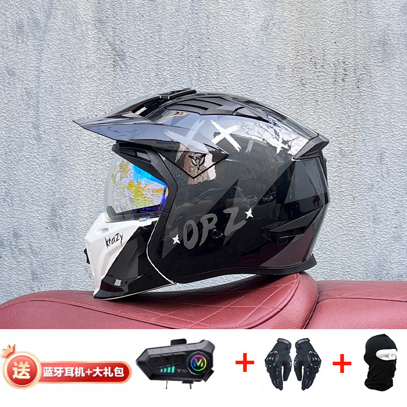 La motocicleta Orz Street Fighter se puede instalar con un casco Bluetooth para hombres y mujeres, un casco completo, una locomotora de cuatro estaciones, un casco combinado 3C extraíble retro