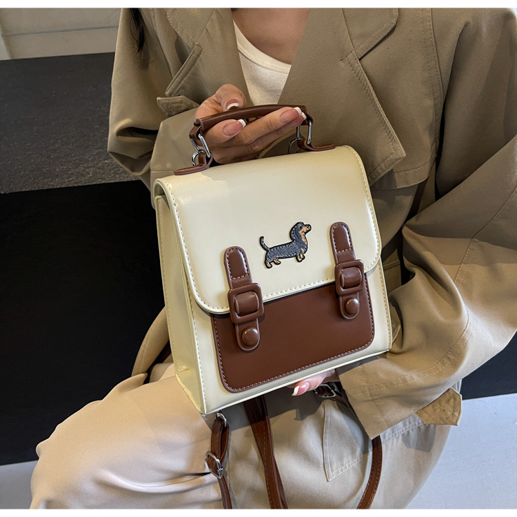 French contrasting color backpack Cambridge autumn/winter 2024 new trendy women's bag single shoulder crossbody handbag_voghion.com
