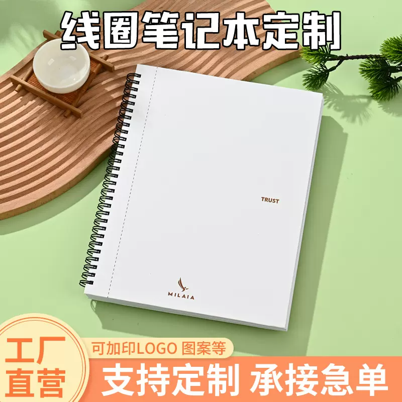 可撕页线圈本定制简约横线加厚会议记事笔记本双线活页线圈本子
