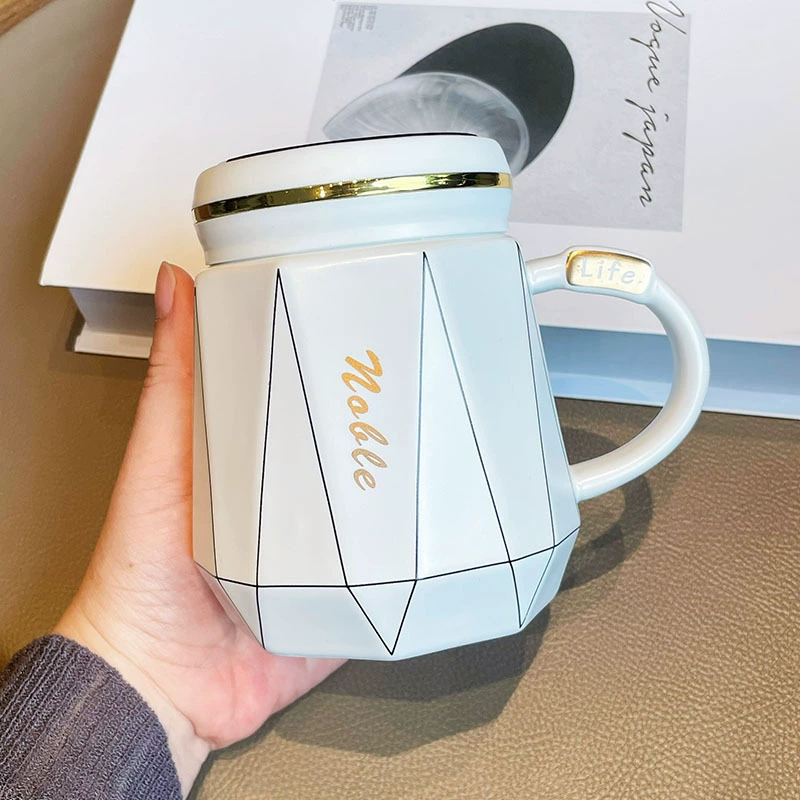 Керамическая чашка с крышкой, новая кружка, чашка для питья, девушка, мужчина, офисная пара, красивая домашняя чашка для чая