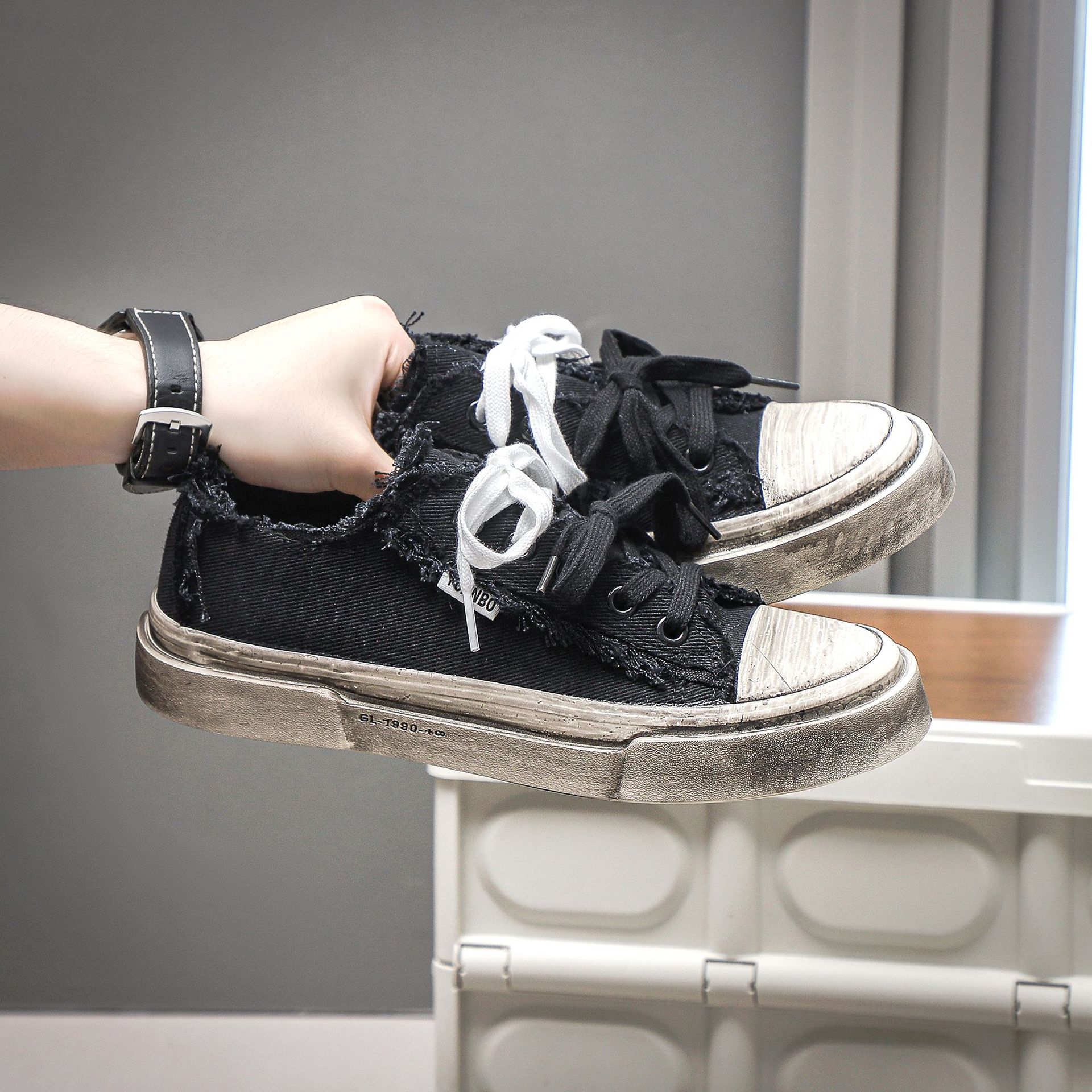 Retro hacer viejos zapatos sucios, zapatos de lona transpirables de verano para hombres, zapatos de moda para hombres, zapatos de moda para hombres, zapatos de skate para hombres