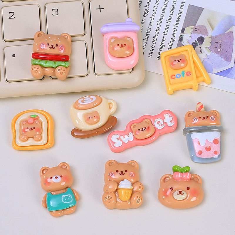 Cute Coffee Bear Cute Handmade DIY Homemade Jewelry Accessories Cream Glue Resin Accessories Wholesale Material Package Cute Coffee Bear Cute Handmade DIY Homemade Jewelry Accessories Cream Glue Resin Accessories Wholesale Material Package