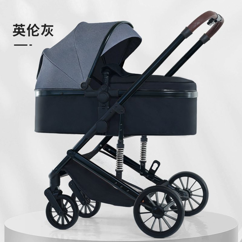 Personalizado alto paisaje cochecito de bebé se puede sentar y acostarse plegable cuatro estaciones cochecito de bebé universal cuatro ruedas antichoque coche bb