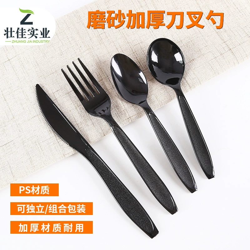 Одноразовые пластиковые ножи вилка круглая ложка матовая ручка вилка ложка салат вилка стейк нож вилка пицца ножи вилка вилка толстая ложка