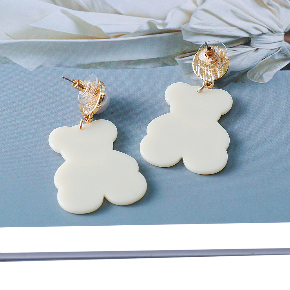 Cute Cartoon Little White Bear Female Earrings Acrylic Earrings Ear Jewelry display picture 6