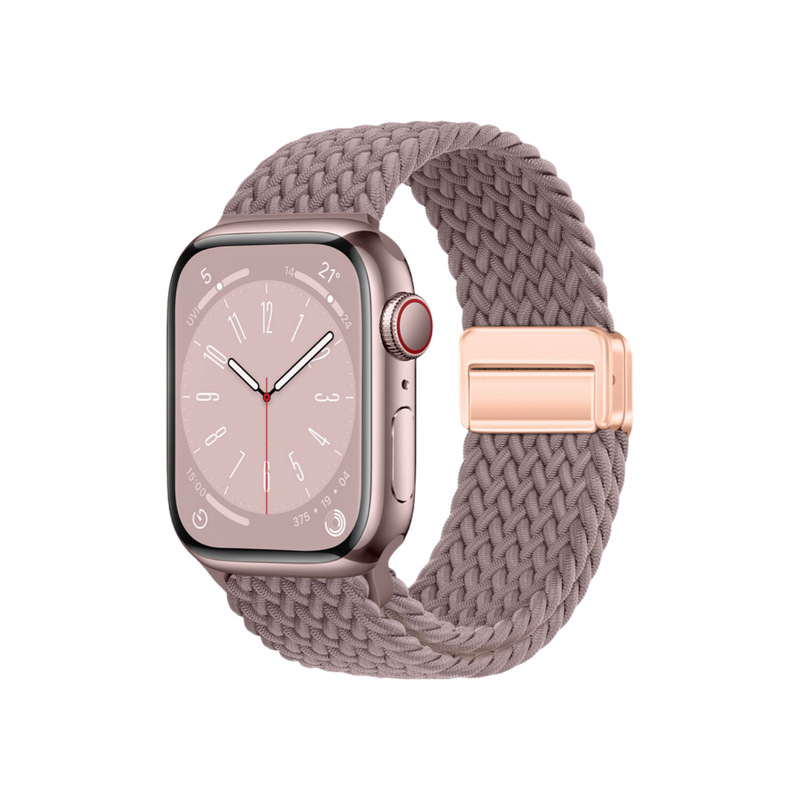适用AppleWatch时尚四点磁吸扣尼龙编织回环苹果表带实用显质感|undefined