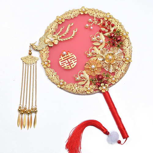Fan-style ancient style bride Xiuhe wedding ceremony Chinese Xiuhe dress fan Chinese Hanfu hand-held flowers d