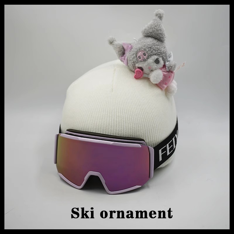 Gray Kuromi Winter Warm Hat Cover Handmade Ski Helmet Cover Windproof