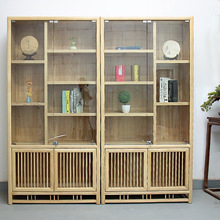 白蠟木博古架實木玻璃展示櫃茶葉架辦公室多寶格置物新中式架書櫃