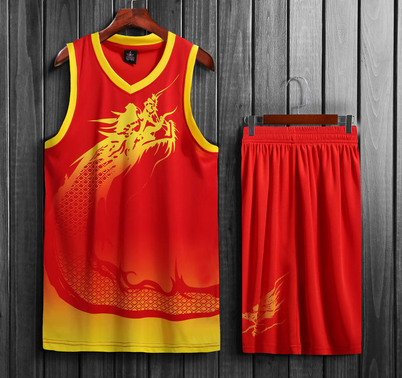 Dragon Pattern Basketball Uniform Men's Youth Sports Training Vest Student Game Team Uniform Suit Printed Embroider A089
