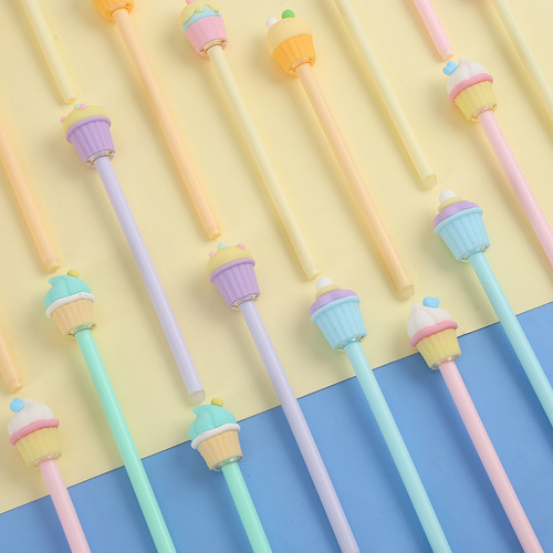 ins style soft silicone small cake ballpoint pen student gift creative signature pen elementary school students exam black water pen 