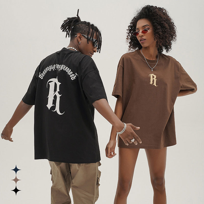 Camiseta de Verano 2026 para Hombre, Tendencia de Moda, Diseño Clásico con Estampado 'R', Camiseta Holgada de Algodón de Manga Corta, Estilo Urbano Moderno