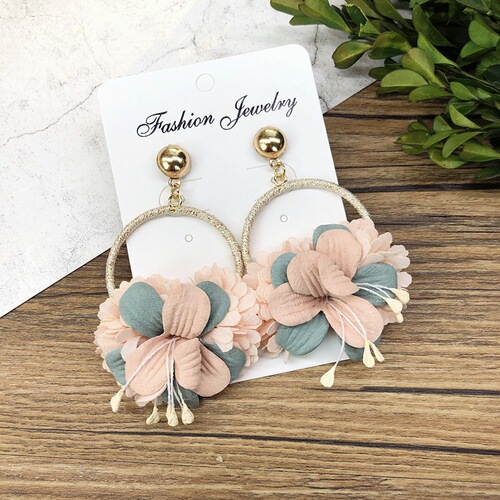 European and American retro handmade flower garland earrings, feminine personality, long vacation earrings, Korean fashion earrings