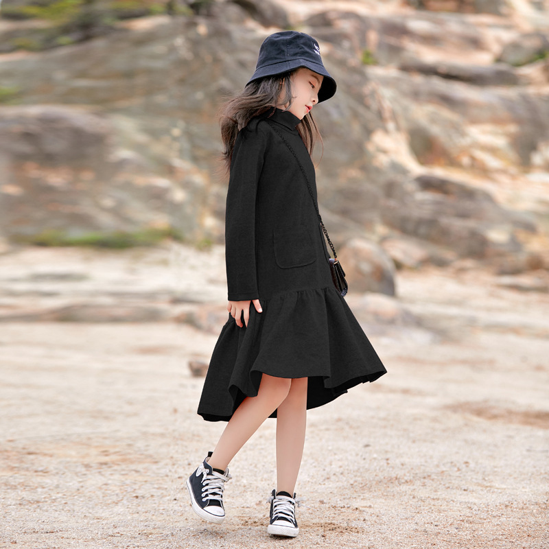 Vestido de otoño e invierno para niñas Vestido de princesa para niños de estilo occidental primavera y otoño ropa para niños tocando fondo de manga larga niña grande otoño para niños