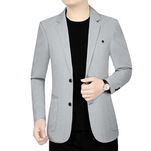 纯色年轻男士休闲西装上衣2024年春季新款男装帅气爸爸装西服外套