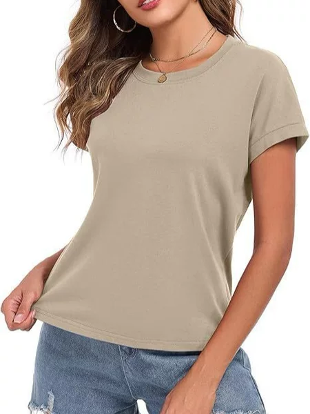 2026 Amazon Cross-Border Women's Tops T-Shirt Loose Cotton Round Neck Short-Sleeved Casual Summer Fashion Shirt
