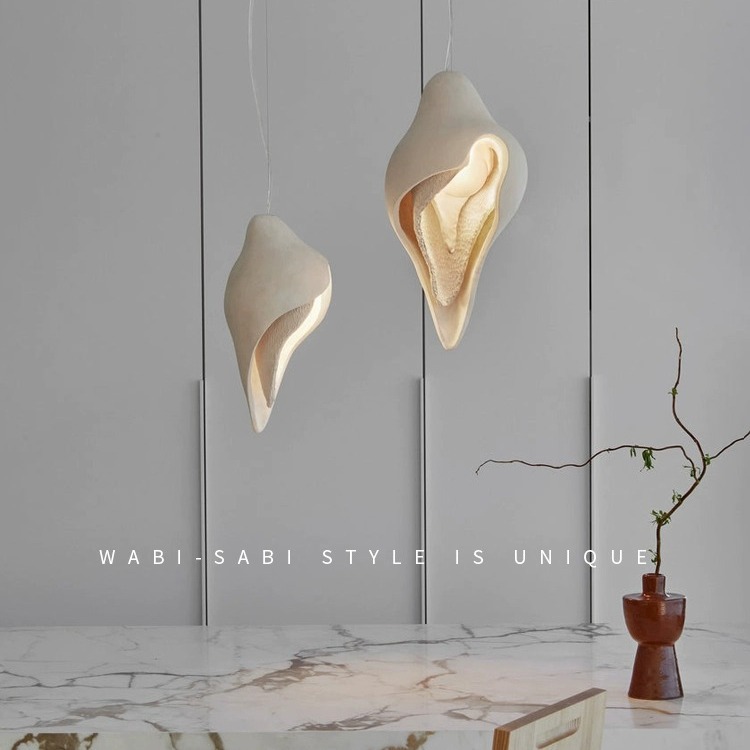 French-style plaster chandelier living room lamp conch lamp wabi-sabi style 2023 new bar island lamp staircase lamp
