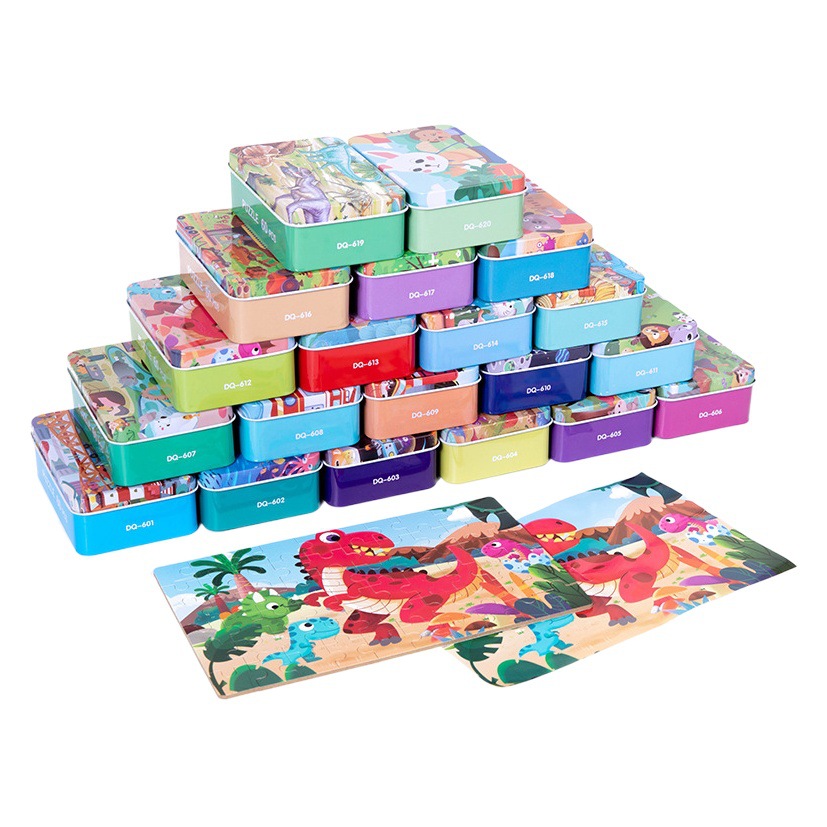De los niños 20 rompecabezas caja de hierro dibujos animados rompecabezas plano kindergarten educación temprana juguete educativo fabricante