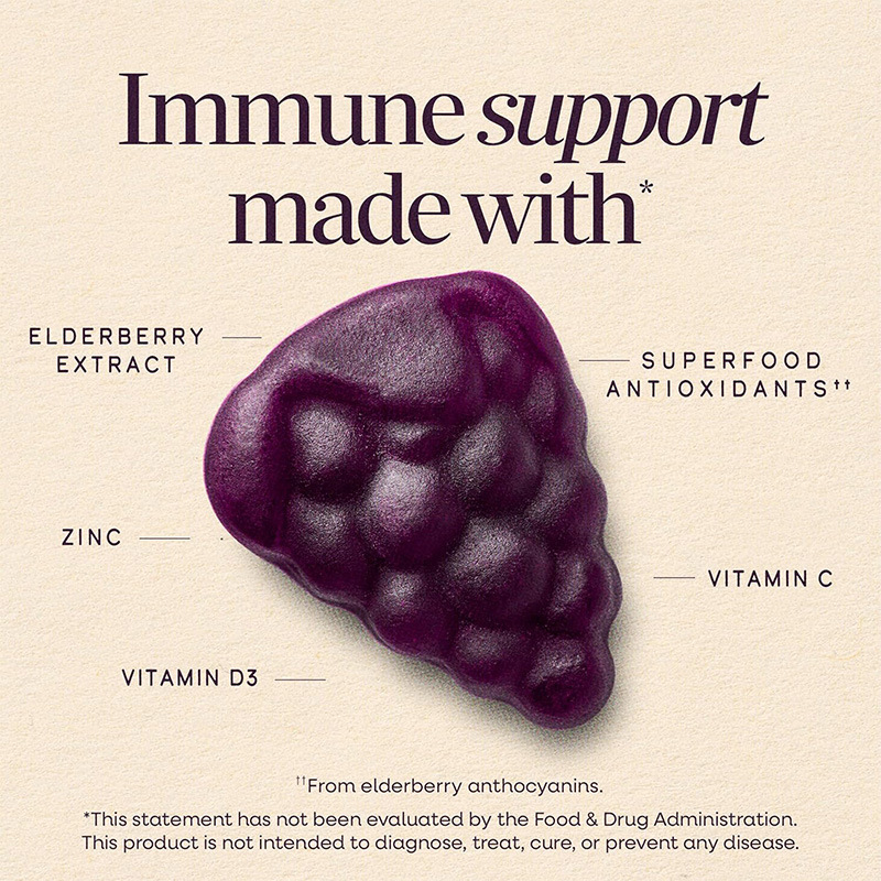 Elderberry Gummies with Vitamin D3 and Zinc Fruit Supplement Gummies 180g Custom OEM preparation