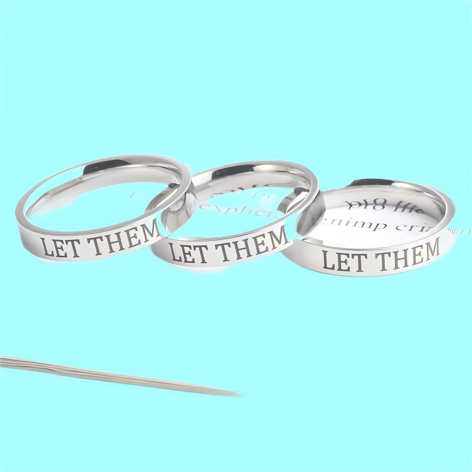 Cross-border Explosions European and American Titanium Steel Jewelry LET THEM Engraving Ring Couple's Ring for Trendy Men's Jewelry