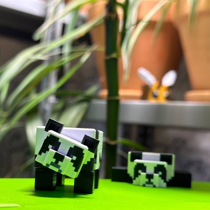 跨境新品3D打印我的世界熊猫解压玩具可动玩具桌面摆件钥匙扣国宝|undefined