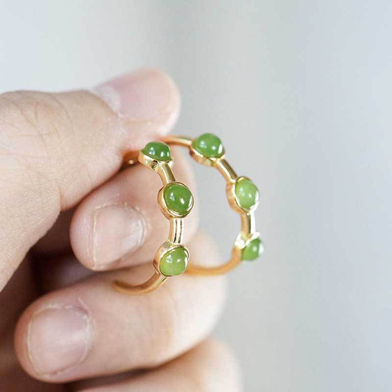 Fresh fashionable elegant copper earrings jade