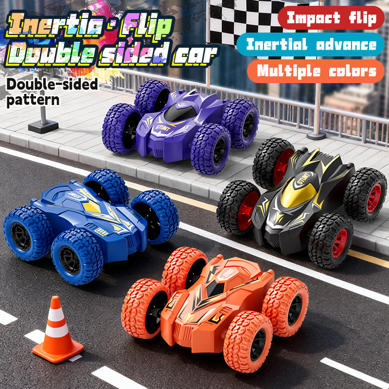 New cross-border children's four-wheel drive double-sided inertia stunt off-road vehicle model boy toy car street stall toy wholesale
