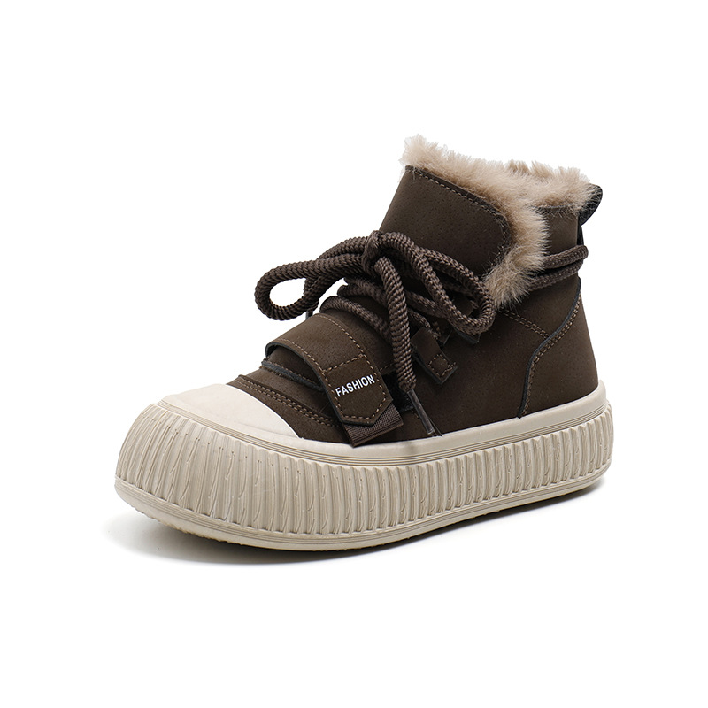 High Top Shoes for Women 2023 Winter New Cashmere and Thick All The Students Cotton Shoes Tide Ins Platform Casual Shoes_voghion.com