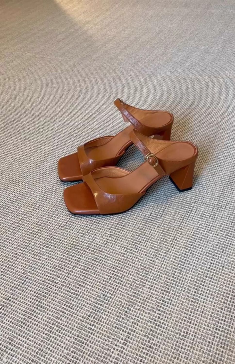 Women's Mules Nude High-heeled Sandals With Square Toe And Chunky_voghion.com
