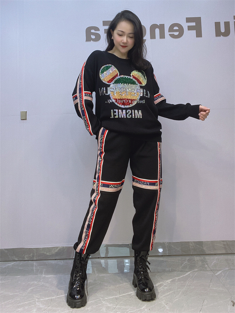 Comercio exterior transfronterizo ropa de mujer al por mayor Primavera y otoño nuevo traje casual 2024 artesanía pesada perforación en caliente ropa deportiva de moda para mujeres image 4