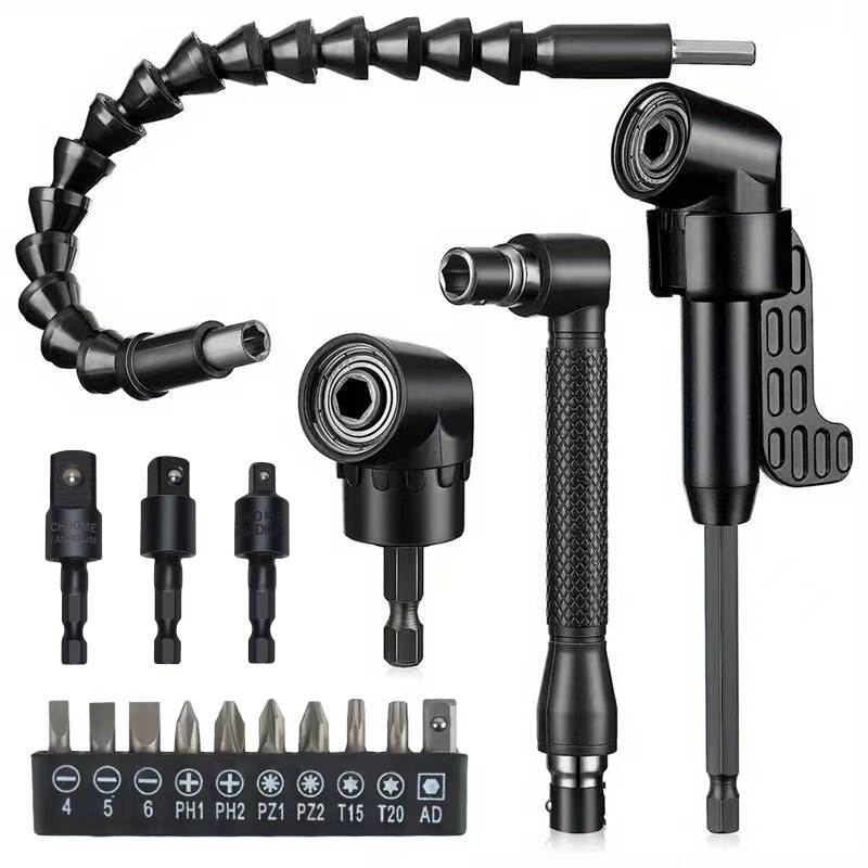 Black 105 Cornerer L-Shaped 90-Degree Electric Screwdriver 360-Degree Flexible Shaft Connecting Rod Screwdriver Socket