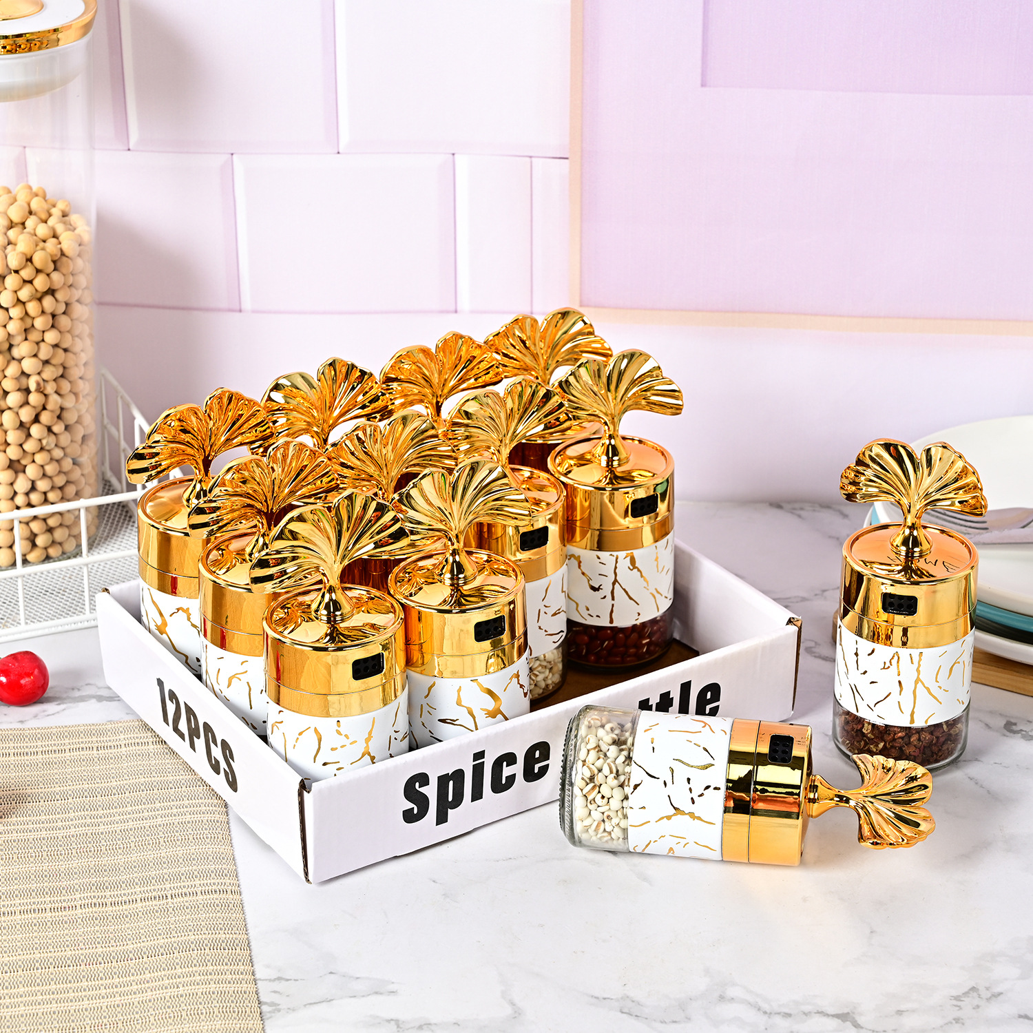 Amazon nuevo hogar cocina a prueba de humedad de vidrio sellado condimento botella cocina sabor sal condimento botella traje