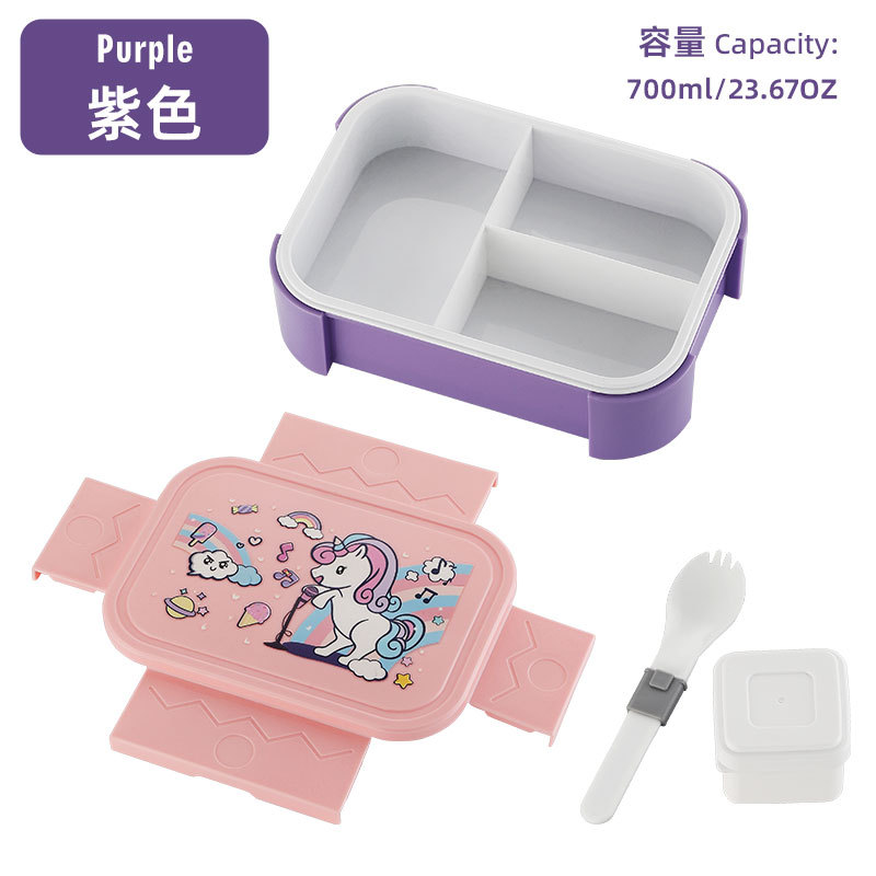 Amazon caja de almuerzo infantil transfronteriza caja de almuerzo de plástico de dibujos animados caja de almuerzo de microondas calentamiento caja de almuerzo de estudiantes
