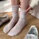 Socks Women's Mid-tube Socks Summer Thin Breathable Hollow Small Wood Ear Retro Sweet Women's Socks Lace Piled Socks