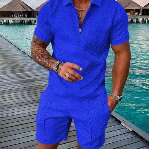 Men's Printed Polo Shirt Suit Stand Collar Short Sleeve Hooded Casual Men's T-Shirt