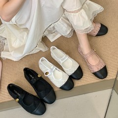 在庫ありメリージェーンシューズレディース2025夏ワンストラップフレンチレディースシューズラウンドトゥフラットソール浅口バレエシューズレディース