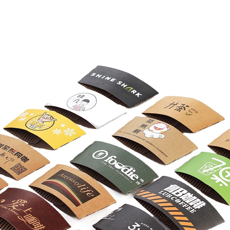 Disposable takeaway milk tea cup cover cold and hot drink coffee paper cup cover insulation cup holder printing LOGO corrugated paper cup cover