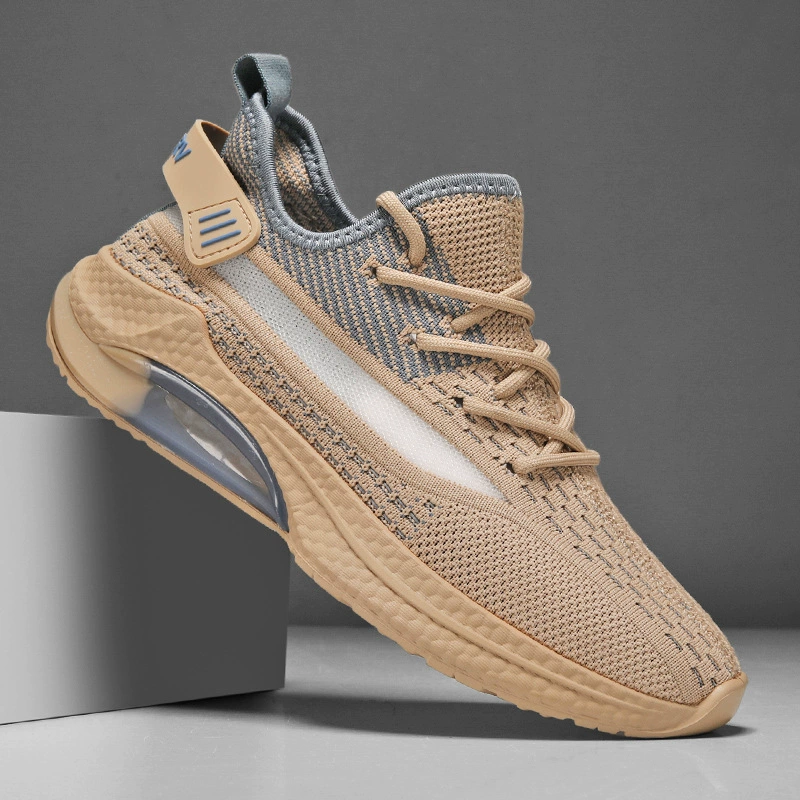 Летние летающие вязаные мужские туфли в прямом эфире низкие шнуровки легкие полые дышащие туфли супер легкие спортивные бега