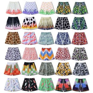 American Double Mesh Basketball Pants Sports Shorts Digital Printed Pants Four-point Knee High Street Casual Pants