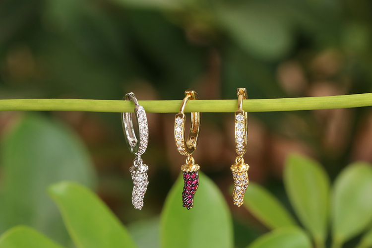 Copper Material Geometric Pattern Fashion New Copper Zircon Pepper Earrings